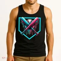 Baseball Home Plate Drip Boys Baseball Bat Baseball Drip Tank Top thumb 3