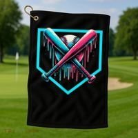 Baseball Home Plate Drip Boys Baseball Bat Baseball Drip Golf Towel thumb 1