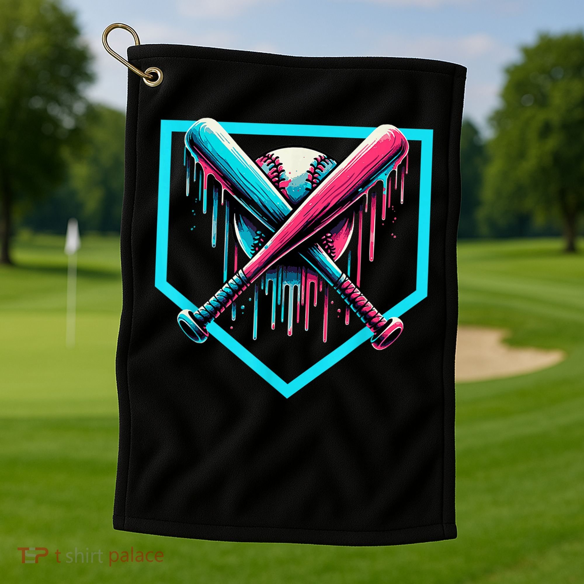 Baseball Home Plate Drip Boys Baseball Bat Baseball Drip Golf Towel