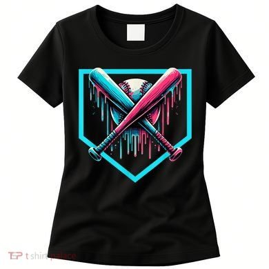 Baseball Home Plate Drip Boys Baseball Bat Baseball Drip Women's T-Shirt