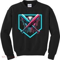 Baseball Home Plate Drip Boys Baseball Bat Baseball Drip Kids Sweatshirt thumb 0