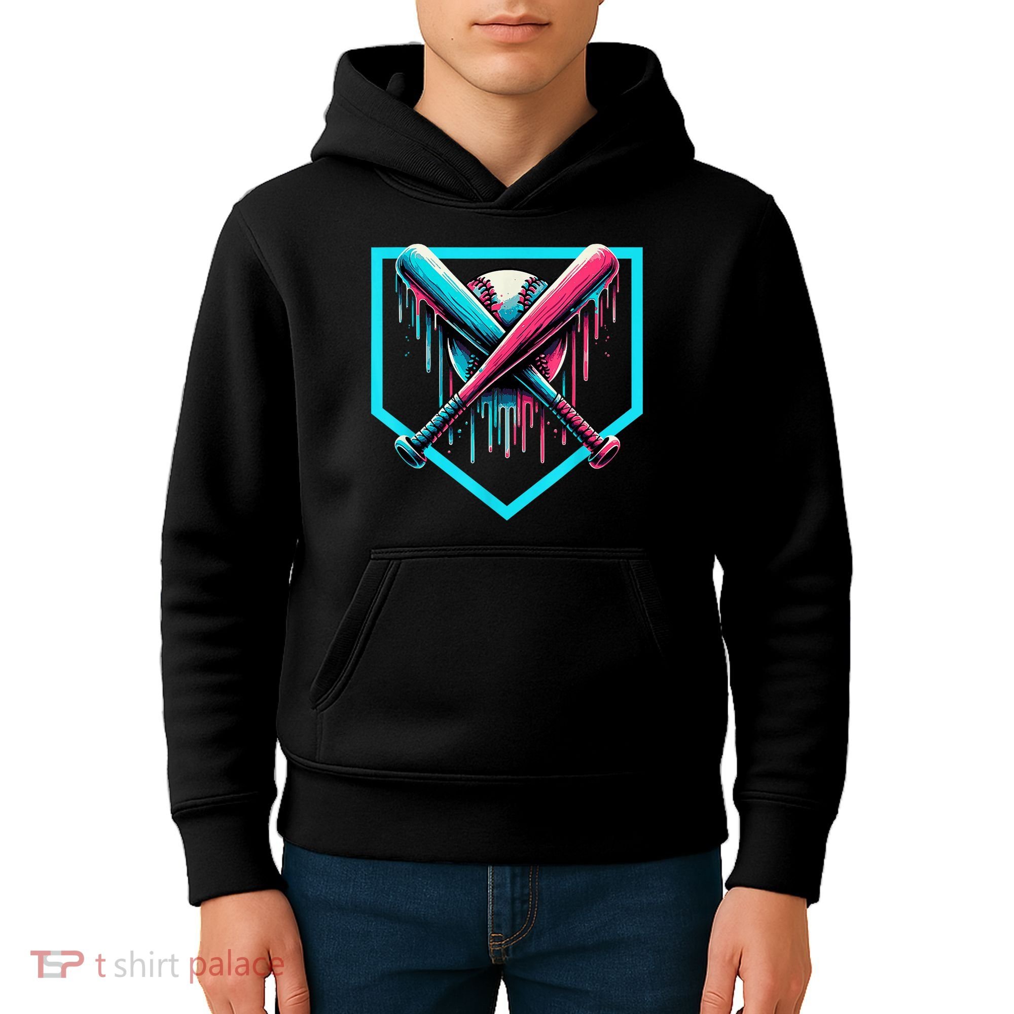 Baseball Home Plate Drip Boys Baseball Bat Baseball Drip Kids Hoodie