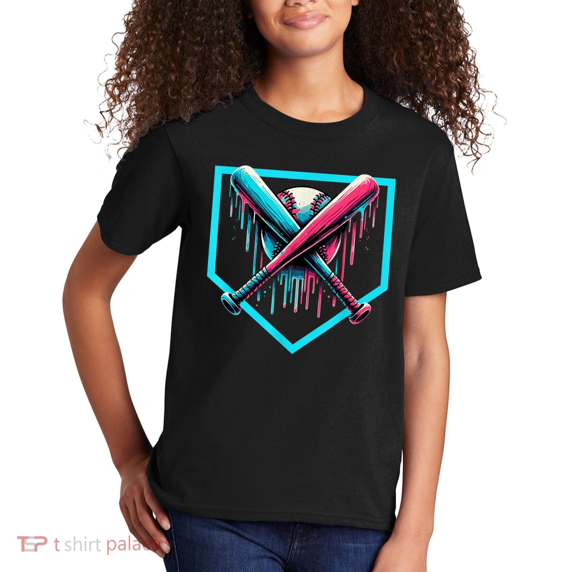 Baseball Home Plate Drip Boys Baseball Bat Baseball Drip Kids T-Shirt