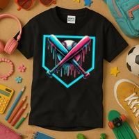 Baseball Home Plate Drip Boys Baseball Bat Baseball Drip Kids T-Shirt thumb 3