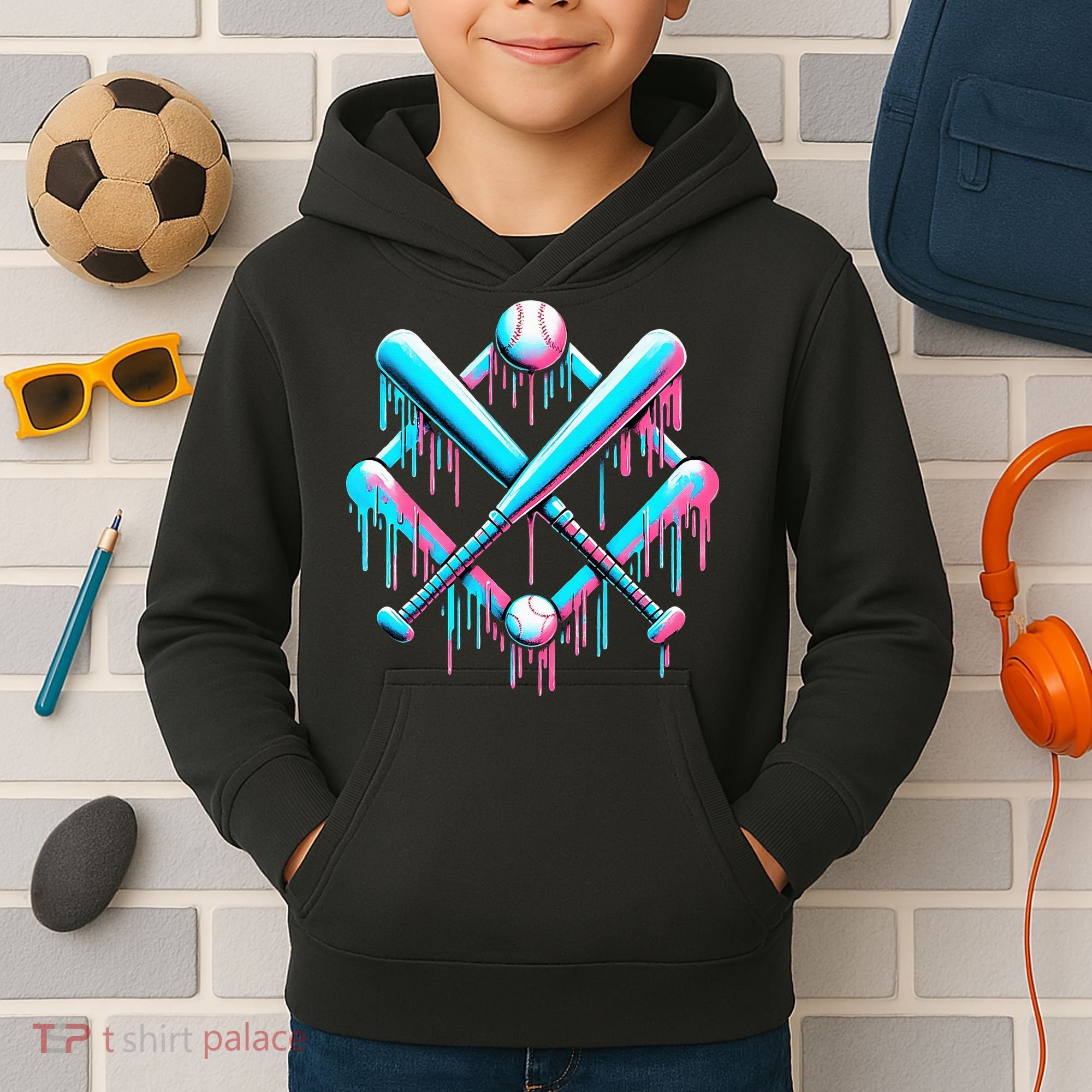 B.A.S.E.B.A.L.L Home Plate Drip For Ice Cream Spinkle Kids Hoodie