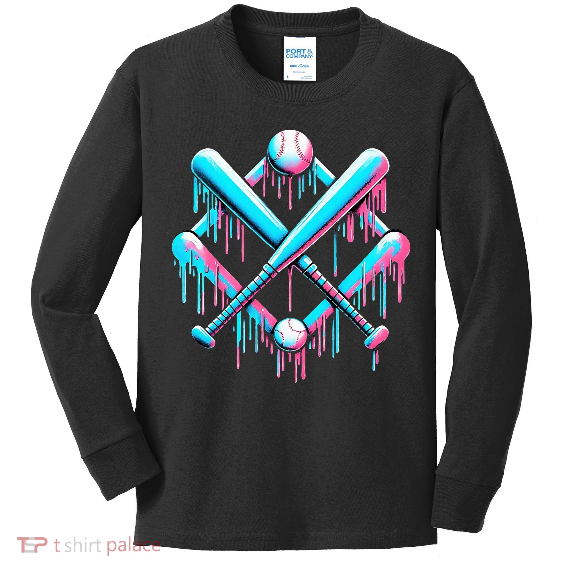 B.A.S.E.B.A.L.L Home Plate Drip For Ice Cream Spinkle Kids Long Sleeve Shirt