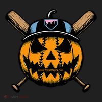 B.A.S.E.B.A.L.L Home Plate Drip Halloween Pumpkin Beanie thumb 2