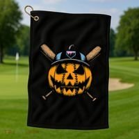 B.A.S.E.B.A.L.L Home Plate Drip Halloween Pumpkin Golf Towel thumb 1