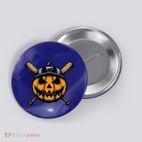 B.A.S.E.B.A.L.L Home Plate Drip Halloween Pumpkin Button thumb 0