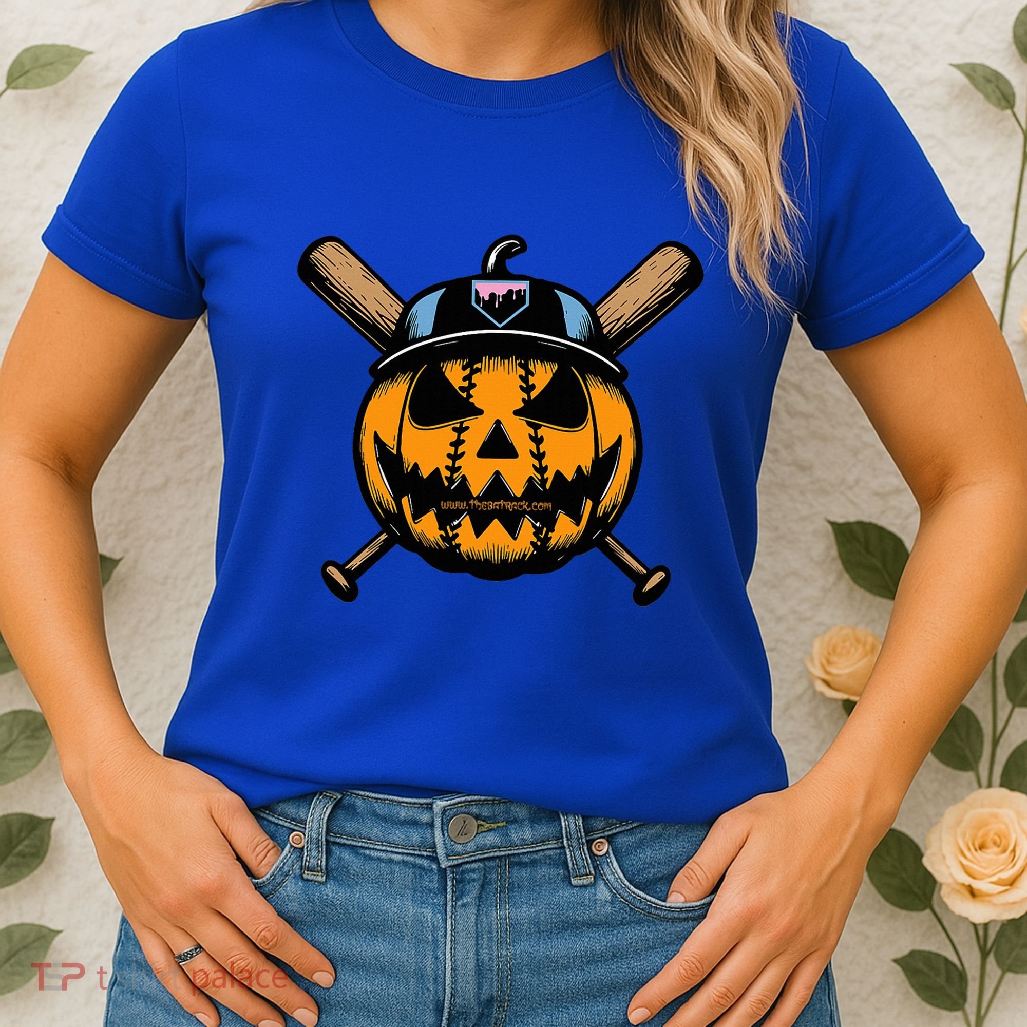 B.A.S.E.B.A.L.L Home Plate Drip Halloween Pumpkin Women's T-Shirt