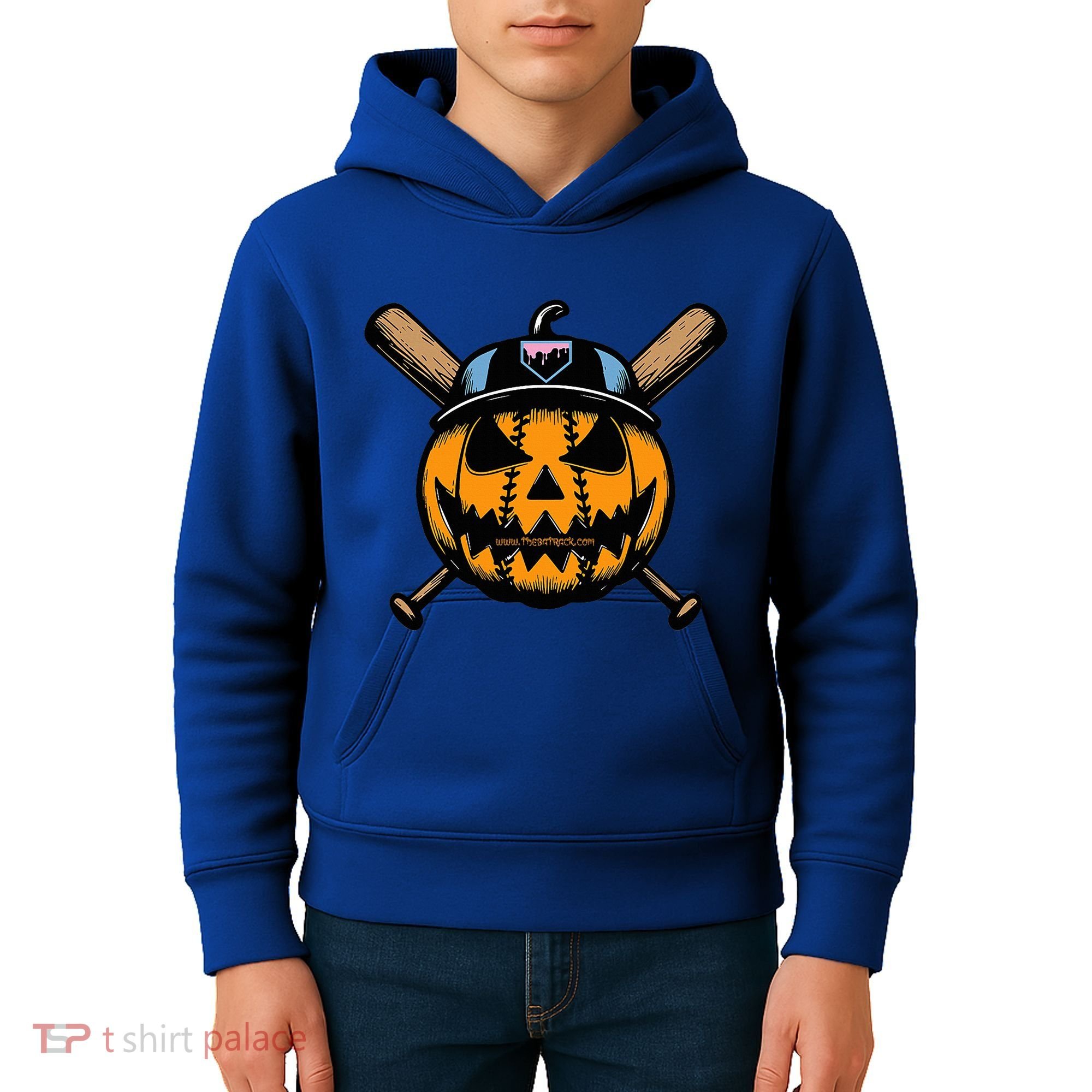 B.A.S.E.B.A.L.L Home Plate Drip Halloween Pumpkin Kids Hoodie