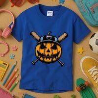 B.A.S.E.B.A.L.L Home Plate Drip Halloween Pumpkin Kids T-Shirt thumb 3