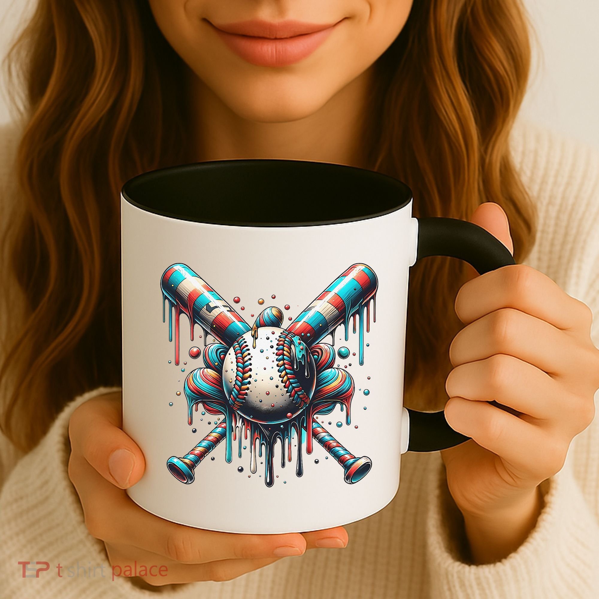 Baseball Home Plate Ice Cream Drip Baseball With Sprinkles Coffee Mug