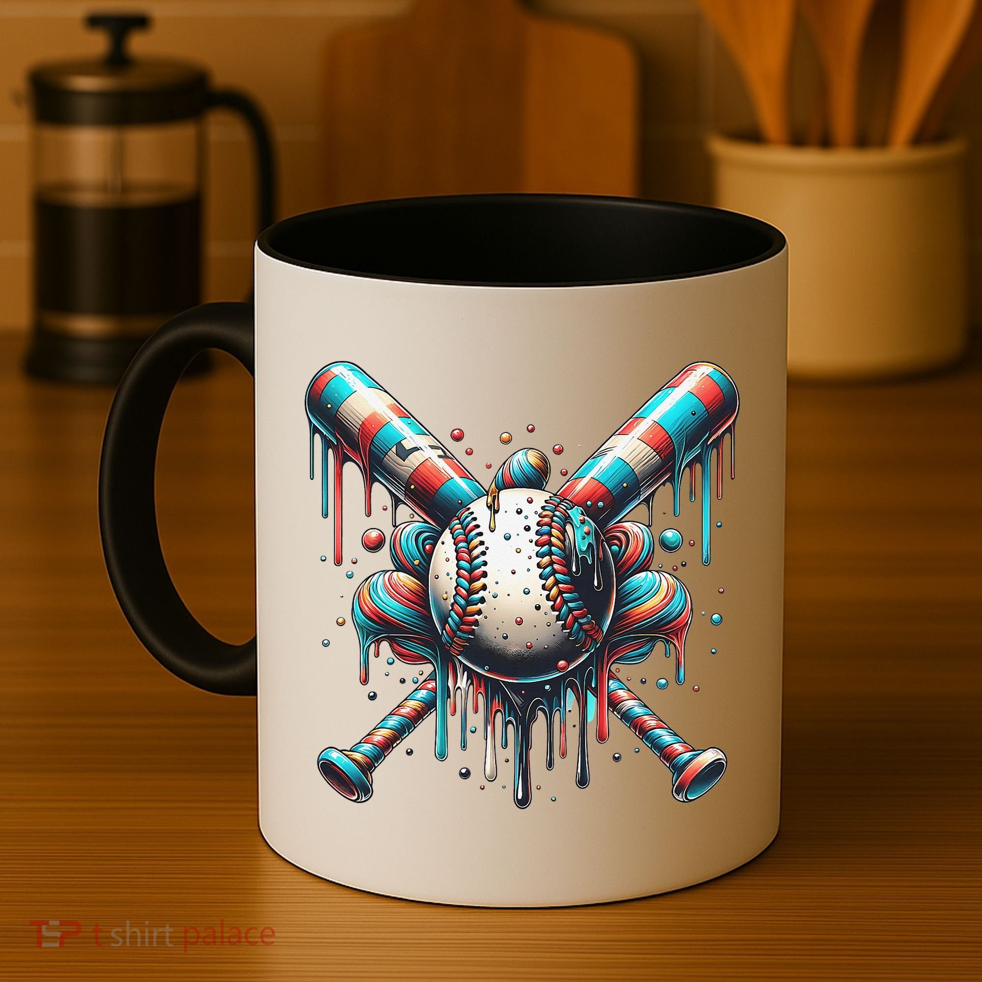 Baseball Home Plate Ice Cream Drip Baseball With Sprinkles Coffee Mug