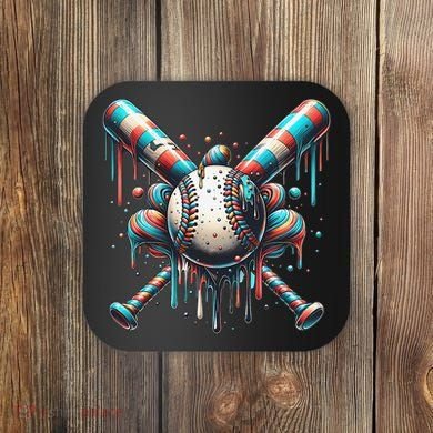 Baseball Home Plate Ice Cream Drip Baseball With Sprinkles Coaster