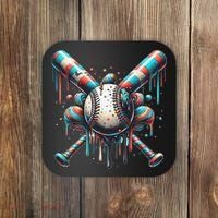 Baseball Home Plate Ice Cream Drip Baseball With Sprinkles Coaster thumb 0