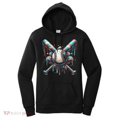 Baseball Home Plate Ice Cream Drip Baseball With Sprinkles Women's Hoodie