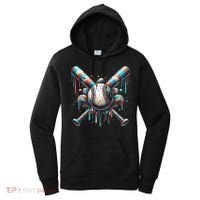 Baseball Home Plate Ice Cream Drip Baseball With Sprinkles Women's Hoodie thumb 0