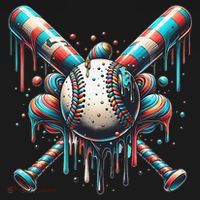 Baseball Home Plate Ice Cream Drip Baseball With Sprinkles Women's Hoodie thumb 2