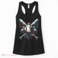 Baseball Home Plate Ice Cream Drip Baseball With Sprinkles Women's Tank Top thumb 0