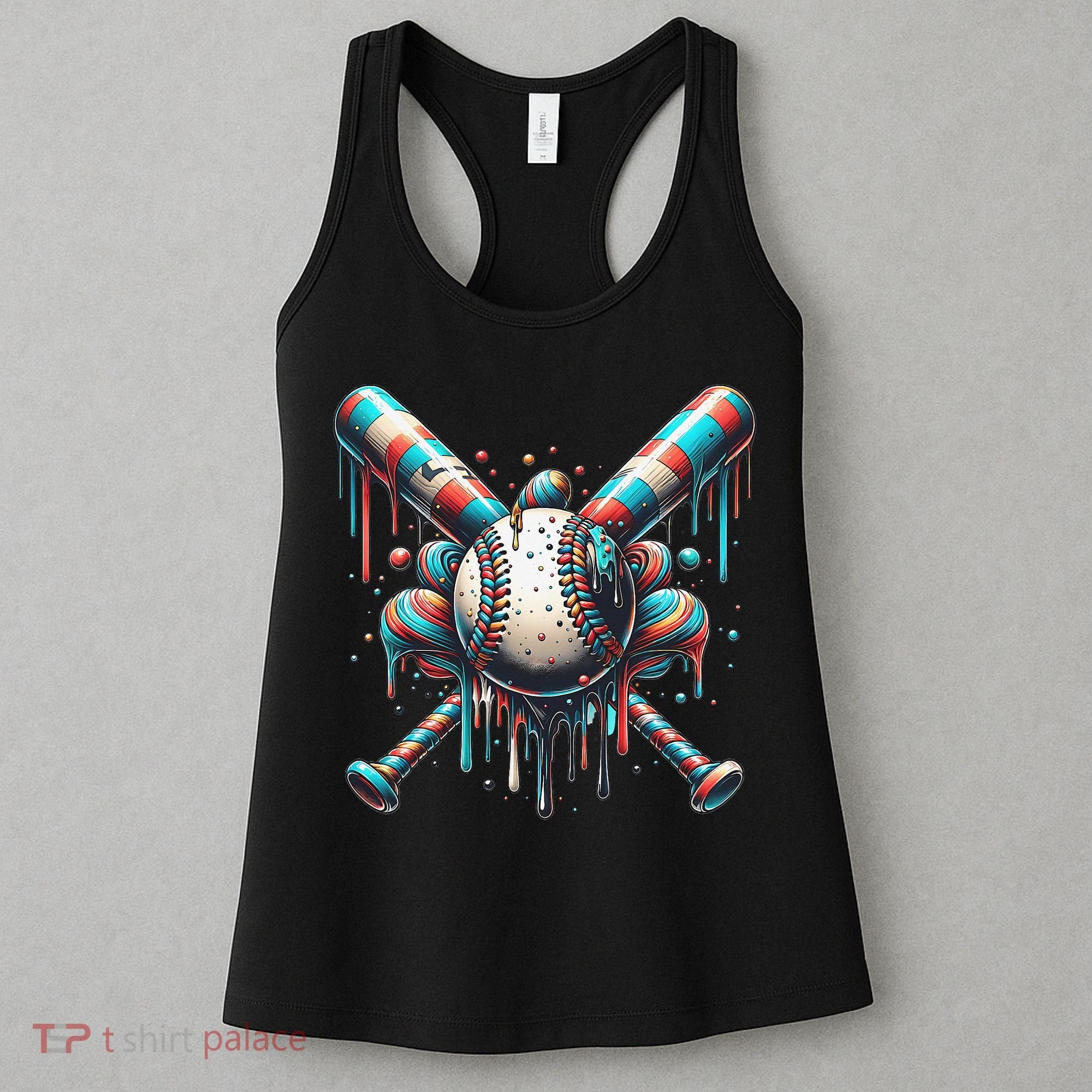 Baseball Home Plate Ice Cream Drip Baseball With Sprinkles Women's Tank Top