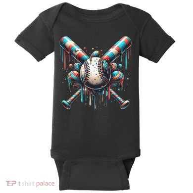 Baseball Home Plate Ice Cream Drip Baseball With Sprinkles Baby Bodysuit