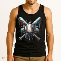 Baseball Home Plate Ice Cream Drip Baseball With Sprinkles Tank Top thumb 3
