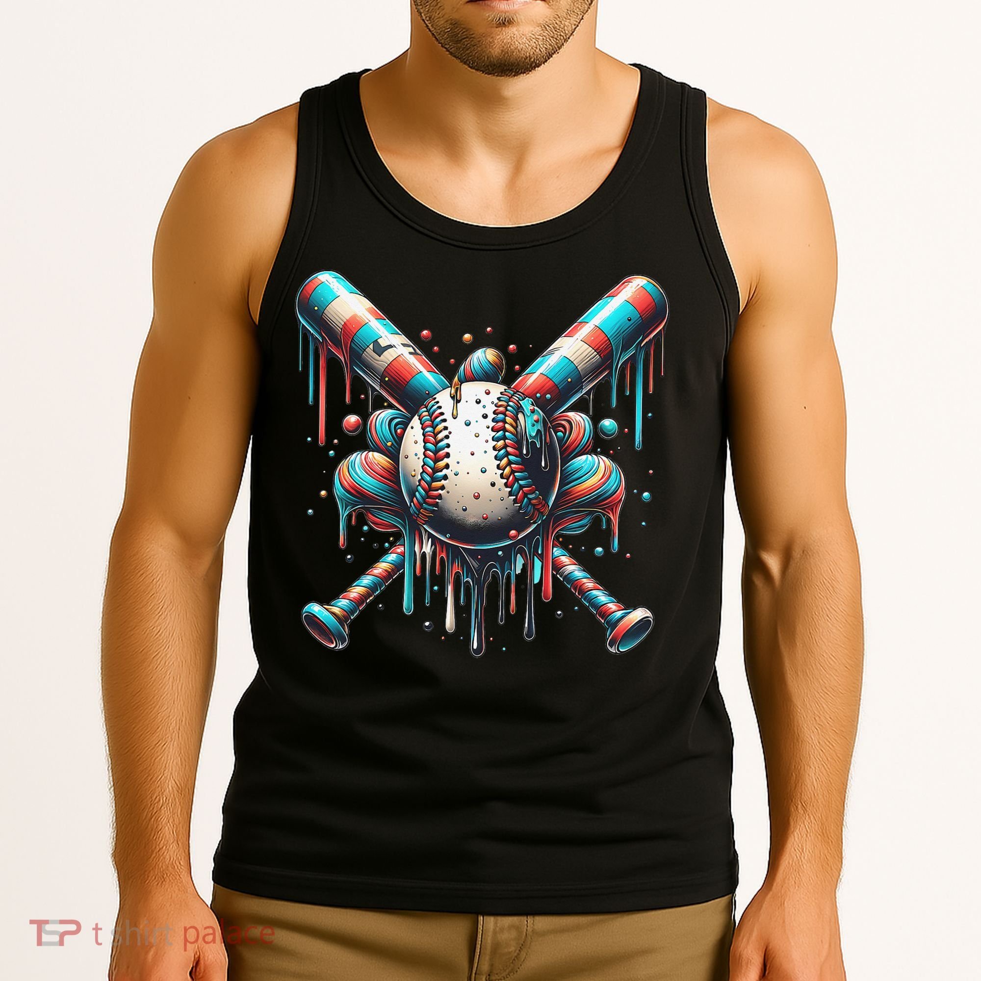 Baseball Home Plate Ice Cream Drip Baseball With Sprinkles Tank Top