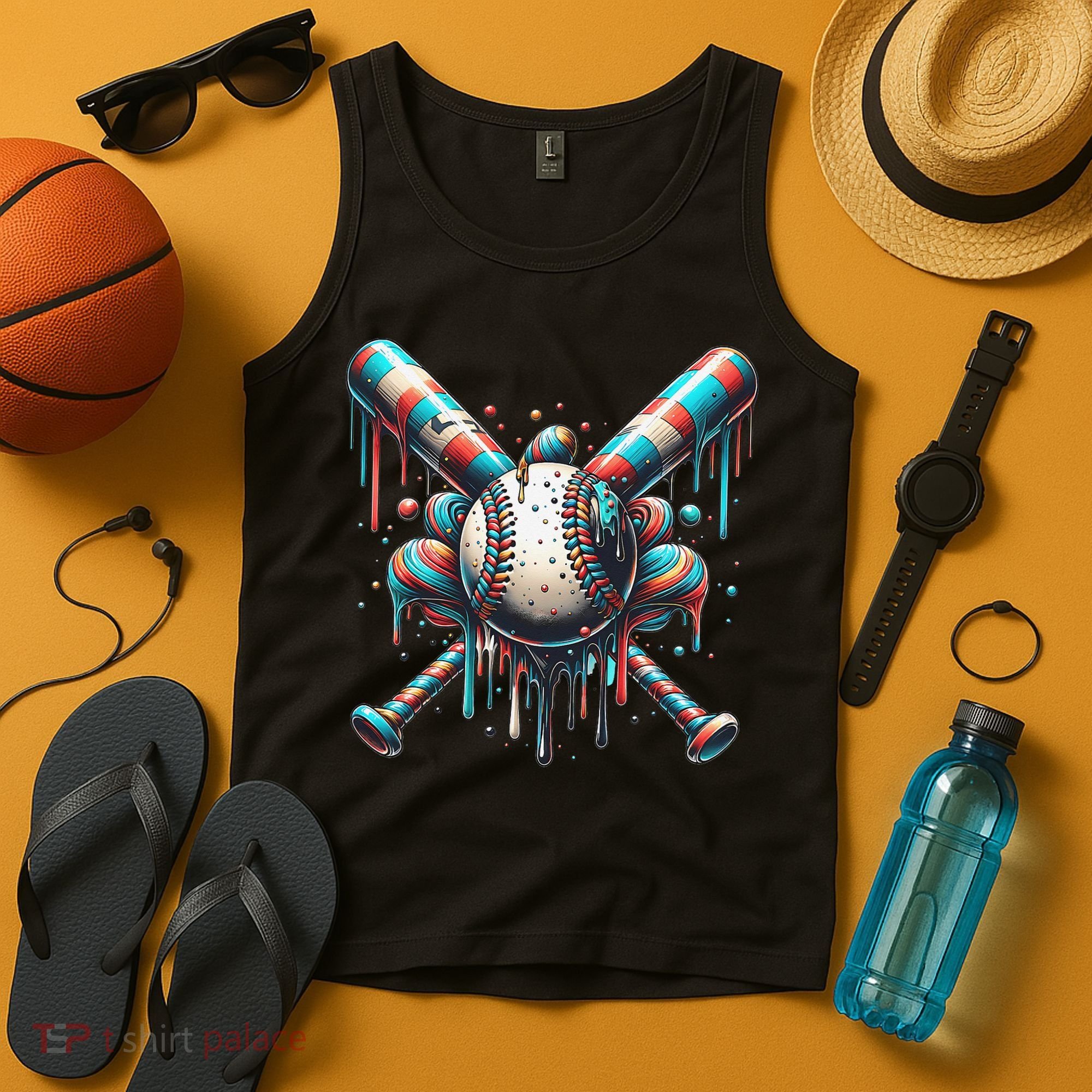 Baseball Home Plate Ice Cream Drip Baseball With Sprinkles Tank Top