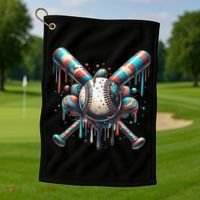 Baseball Home Plate Ice Cream Drip Baseball With Sprinkles Golf Towel thumb 1