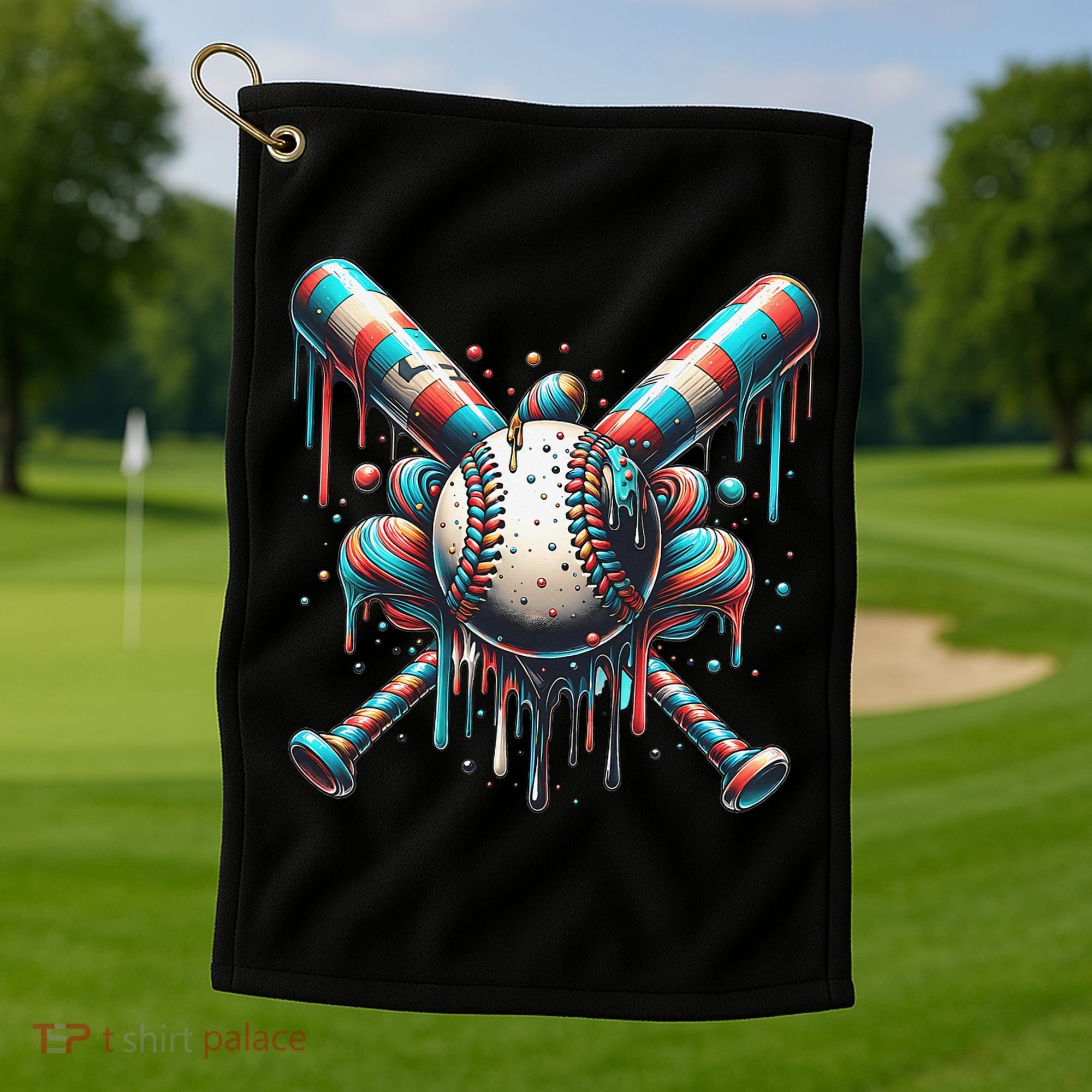 Baseball Home Plate Ice Cream Drip Baseball With Sprinkles Golf Towel