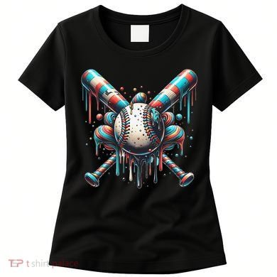 Baseball Home Plate Ice Cream Drip Baseball With Sprinkles Women's T-Shirt