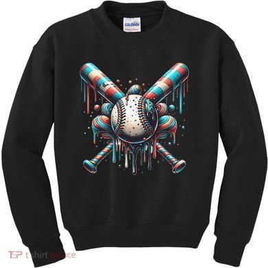 Baseball Home Plate Ice Cream Drip Baseball With Sprinkles Kids Sweatshirt