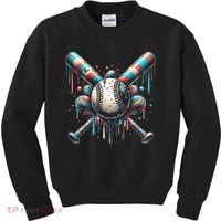 Baseball Home Plate Ice Cream Drip Baseball With Sprinkles Kids Sweatshirt thumb 0