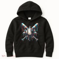Baseball Home Plate Ice Cream Drip Baseball With Sprinkles Kids Hoodie thumb 0