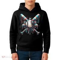 Baseball Home Plate Ice Cream Drip Baseball With Sprinkles Kids Hoodie thumb 4