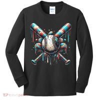 Baseball Home Plate Ice Cream Drip Baseball With Sprinkles Kids Long Sleeve Shirt thumb 0