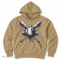 Baseball Home Plate Ice Cream Drip Baseball With Sprinkles Hoodie thumb 0