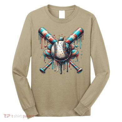 Baseball Home Plate Ice Cream Drip Baseball With Sprinkles Long Sleeve Shirt