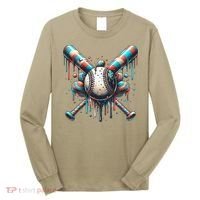 Baseball Home Plate Ice Cream Drip Baseball With Sprinkles Long Sleeve Shirt thumb 0