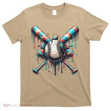 Baseball Home Plate Ice Cream Drip Baseball With Sprinkles T-Shirt
