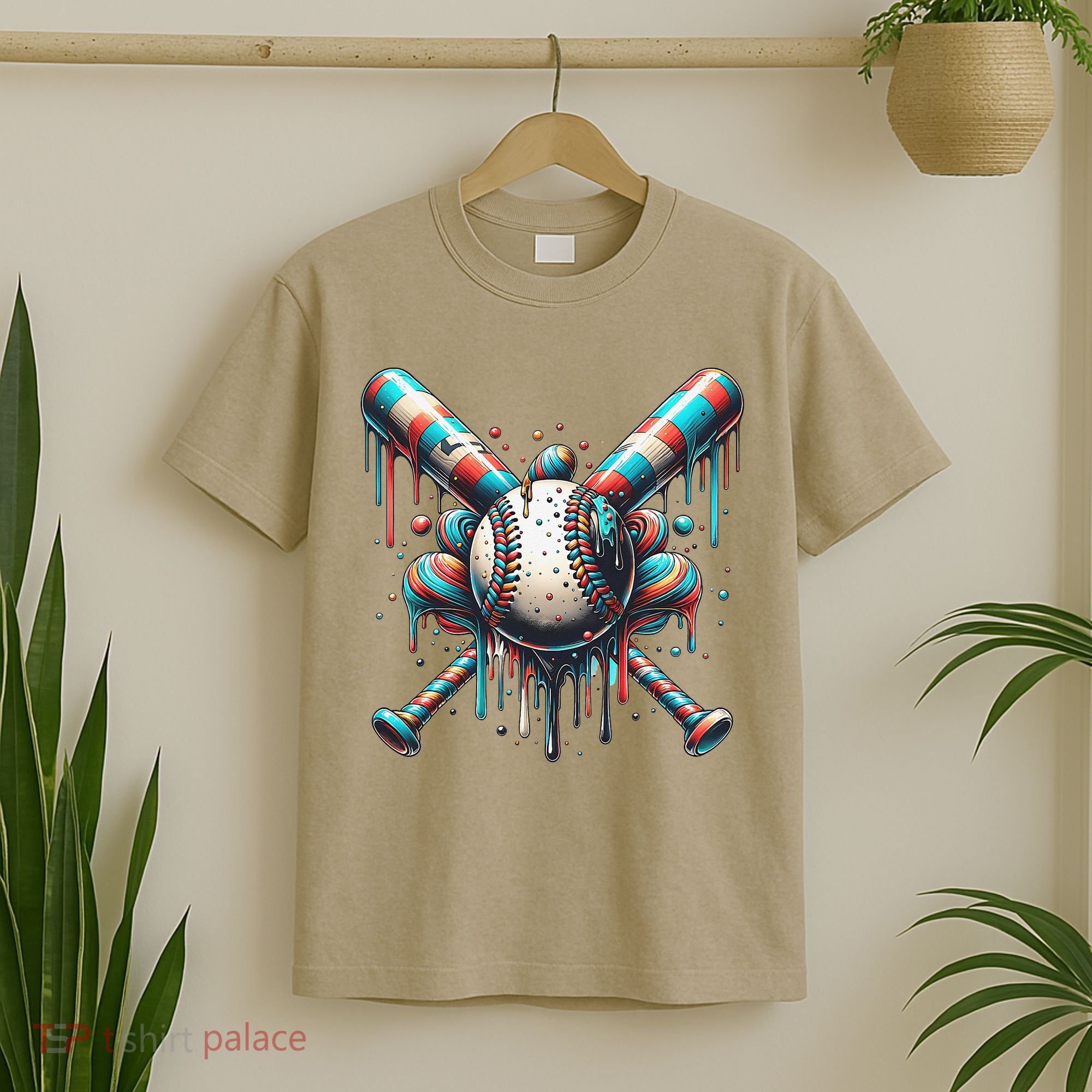 Baseball Home Plate Ice Cream Drip Baseball With Sprinkles T-Shirt