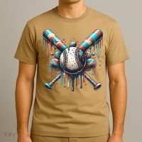 Baseball Home Plate Ice Cream Drip Baseball With Sprinkles T-Shirt thumb 3