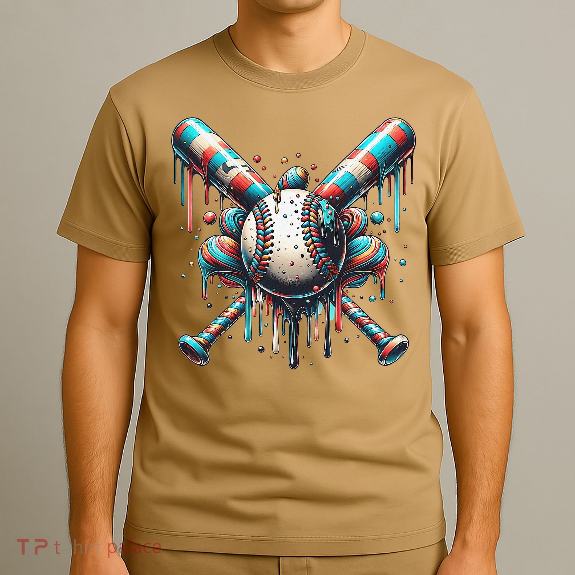 Baseball Home Plate Ice Cream Drip Baseball With Sprinkles T-Shirt