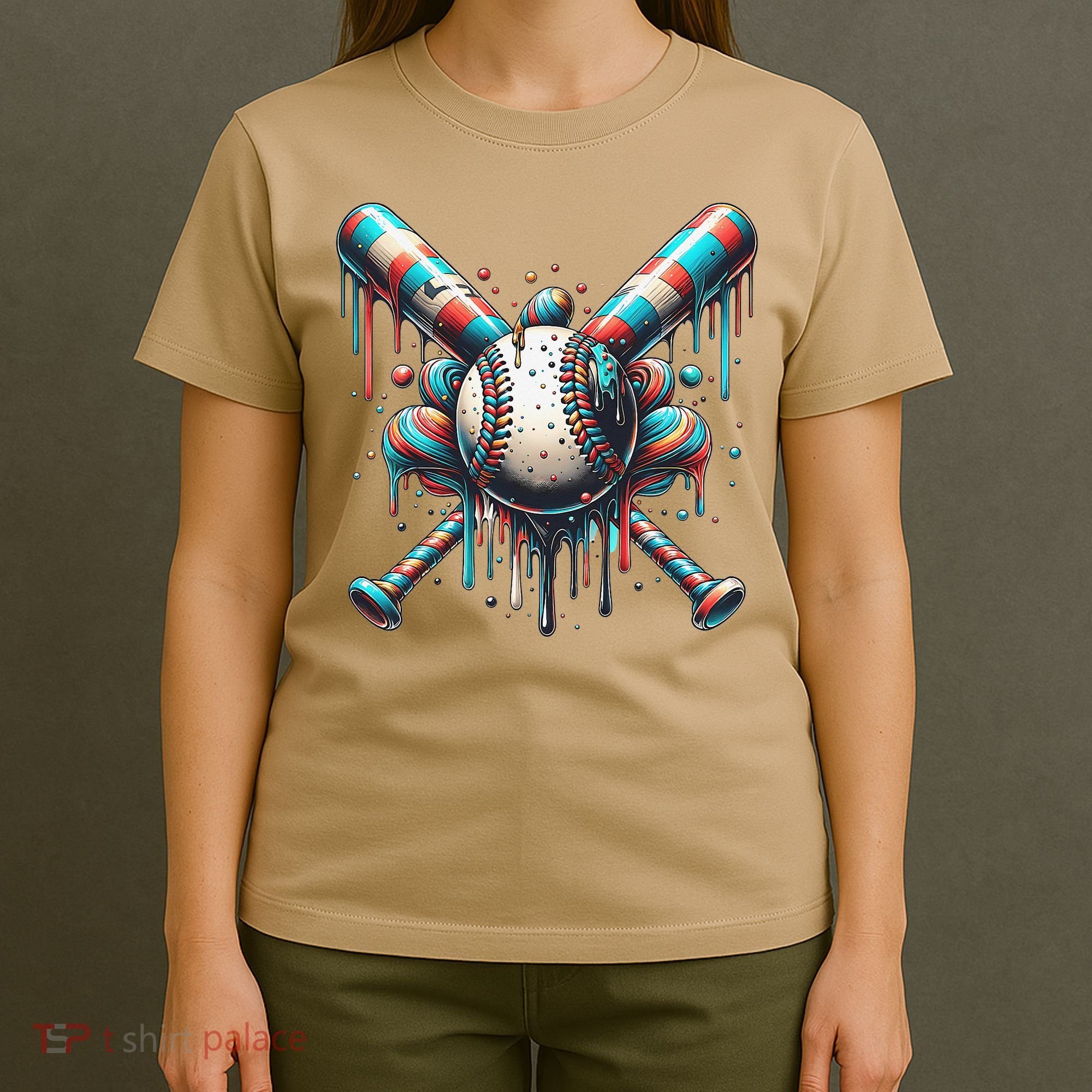 Baseball Home Plate Ice Cream Drip Baseball With Sprinkles T-Shirt