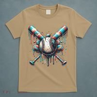 Baseball Home Plate Ice Cream Drip Baseball With Sprinkles T-Shirt thumb 5