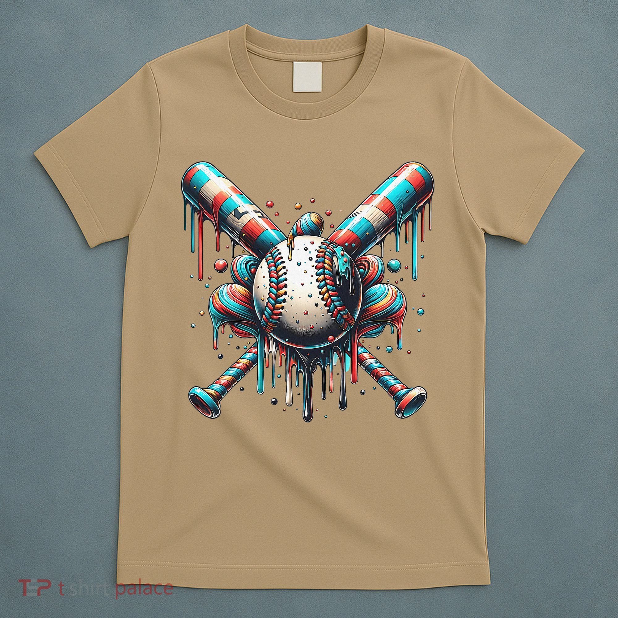 Baseball Home Plate Ice Cream Drip Baseball With Sprinkles T-Shirt