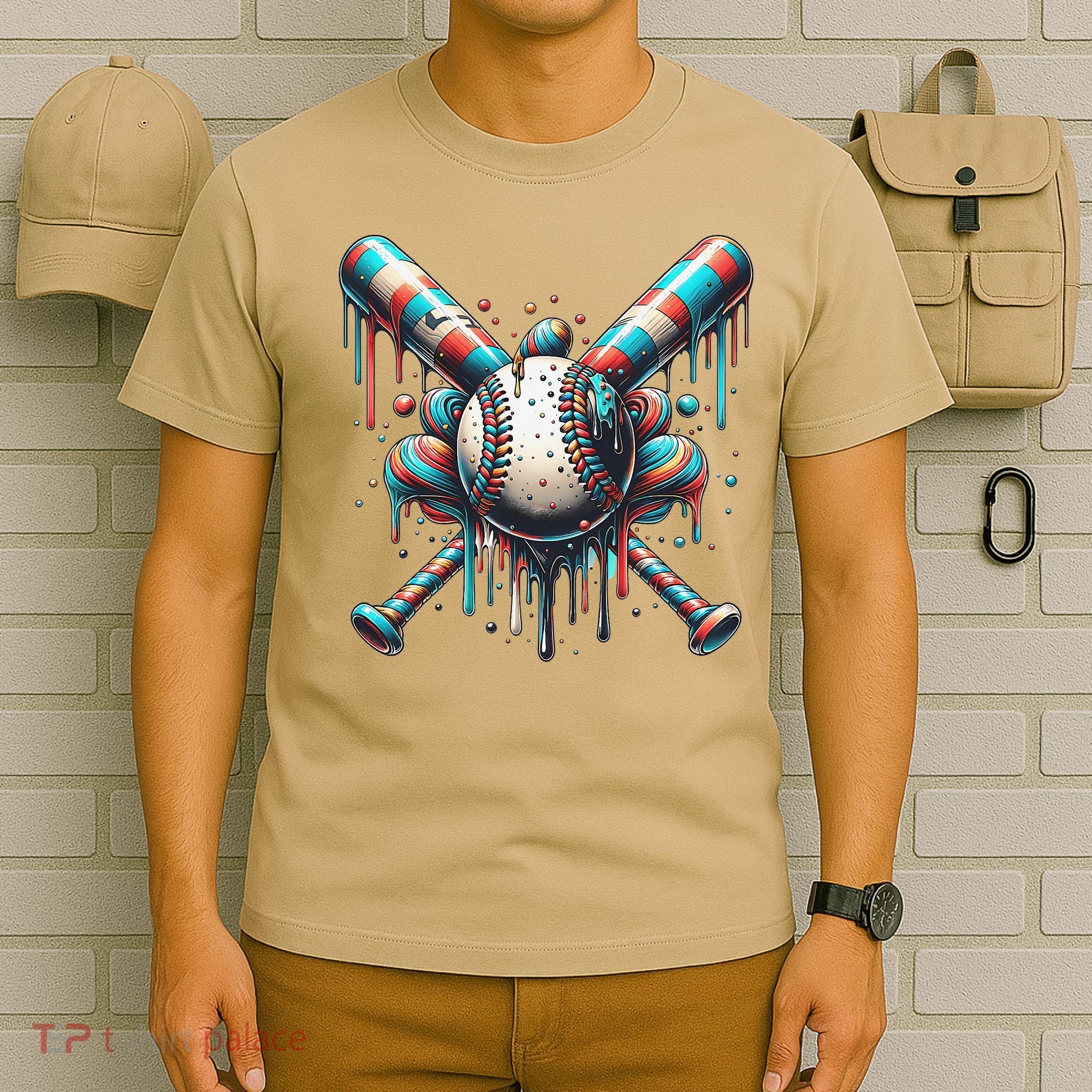 Baseball Home Plate Ice Cream Drip Baseball With Sprinkles T-Shirt