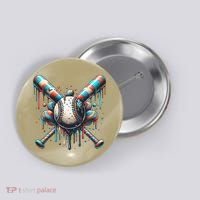 Baseball Home Plate Ice Cream Drip Baseball With Sprinkles Button thumb 0