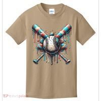 Baseball Home Plate Ice Cream Drip Baseball With Sprinkles Kids T-Shirt thumb 0